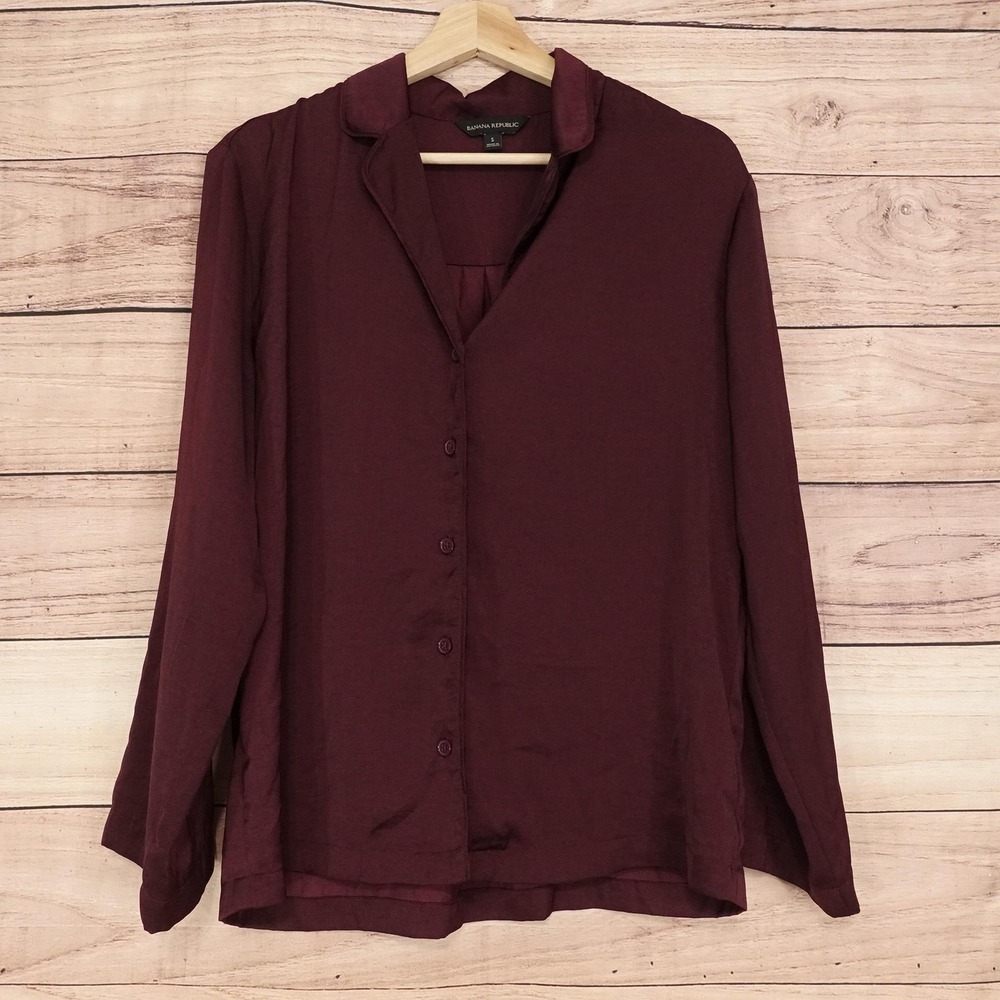 Banana Republic Blouse Womens S Collared Button Front Long Sleeve Basic Top